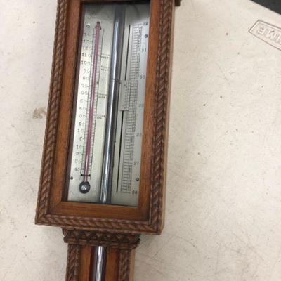 Unique Folk Art Tramp Art Long Wood Barometer