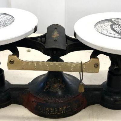 Antique Cast Iron Fairbanks Standard Porcelain Plate Scale