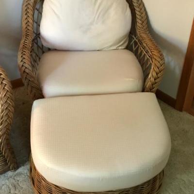Lot #46 Wicker Armchair with Ottoman 