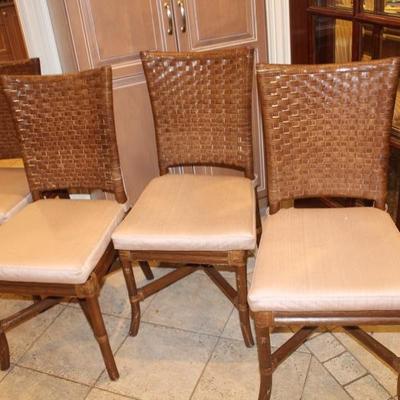 Set (4) Vintage Leather Laced Rawhide Dining Chairs 