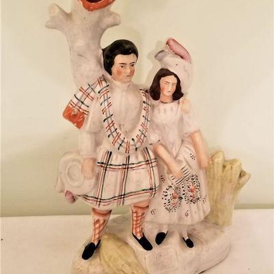 Lot #136  Staffordshire Figure - "Burns and his May"  Spill Vase