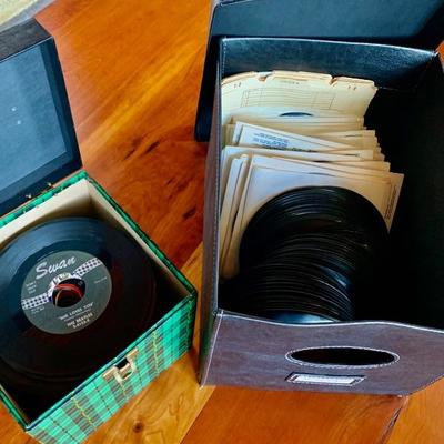 Lot # 562 Crosley Record Player with 45s Records 