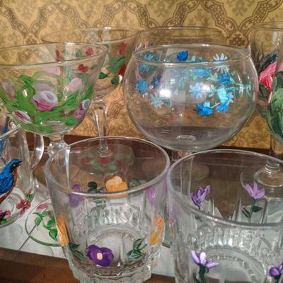 Misc Hand Painted Glasses - Different Sizes 