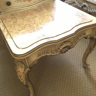 Pair Antique French Provincial Style Nightstands Marble Tops 