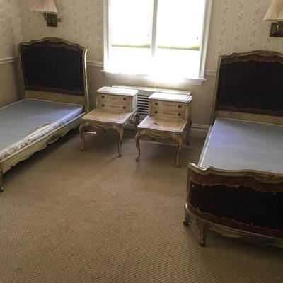 Pair (2) Antique French Twin Beds