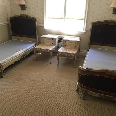 Pair (2) Antique French Twin Beds