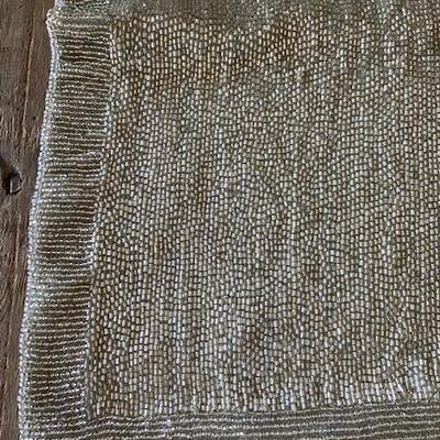 Heavy Beaded Silver table runner lined in Silver satin 