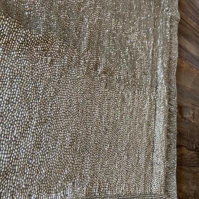 Heavy Beaded Silver table runner lined in Silver satin 