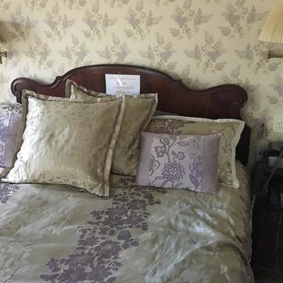 Vintage Solid Mahogany King Headboard, Dresser and Two Nightstands