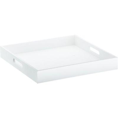 Two (2) Crate & Barrel CB2 Hi'Gloss white lacquer square trays