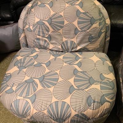 Pair of Vintage Upholstered Shell Pattern Chairs