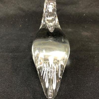 Crystal Swan Paperweight Signed 