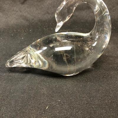Crystal Swan Paperweight Signed 
