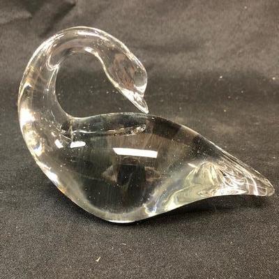 Crystal Swan Paperweight Signed 