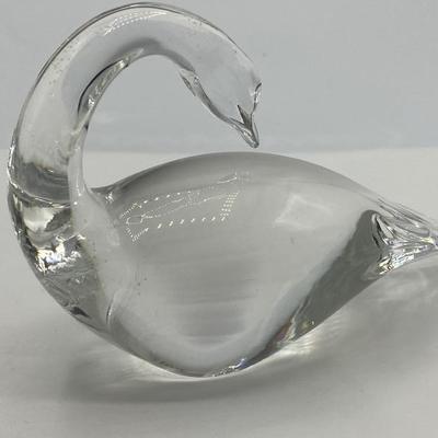 Crystal Swan Paperweight Signed 