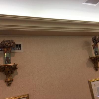 Pair (2) of Gold Sconces with Vases