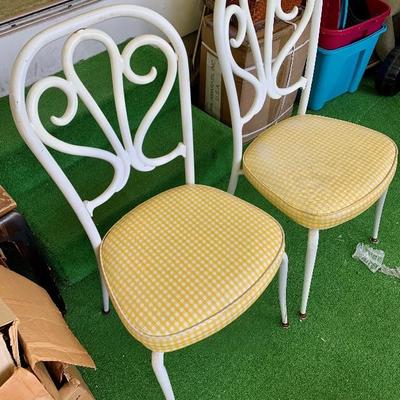 Pair of Vintage White Ice Cream Chairs