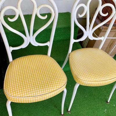 Pair of Vintage White Ice Cream Chairs