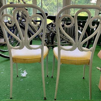 Pair of Vintage White Ice Cream Chairs