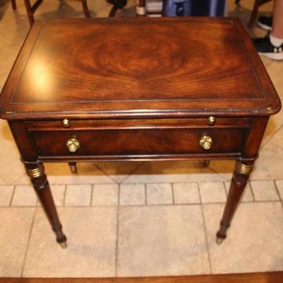 Walnut Lamp Stand Table with Pull Out Shelf