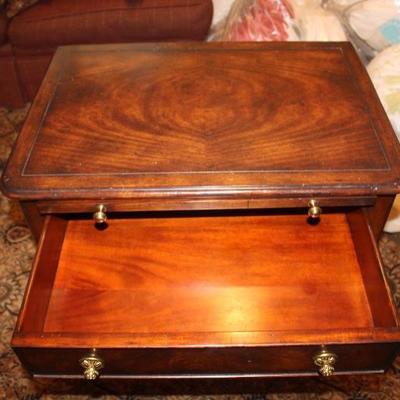 Walnut Lamp Stand Table with Pull Out Shelf