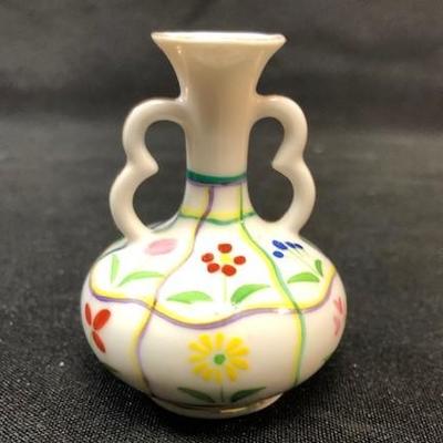Vintage Colorful Flower Ceramic Miniature Vase Occupied Japan