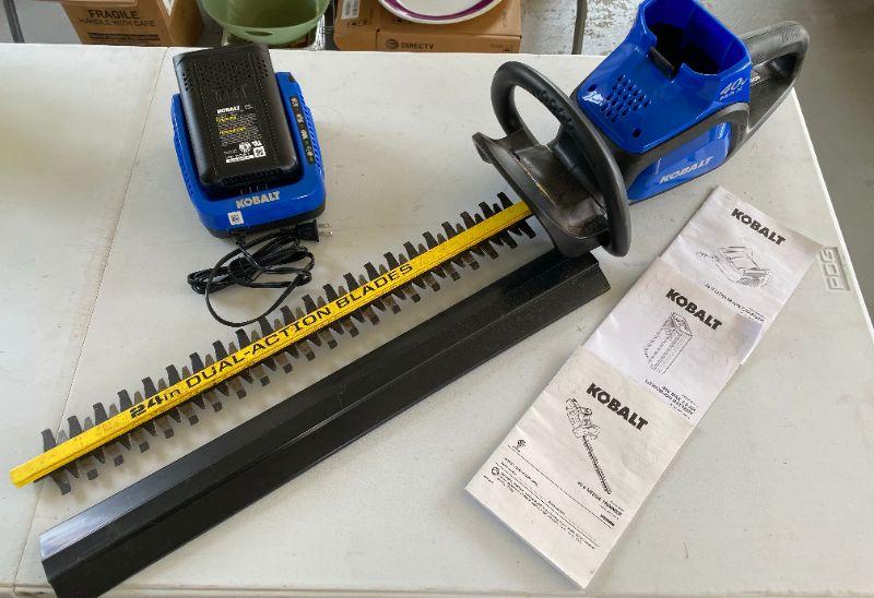 kobalt battery powered hedge trimmer