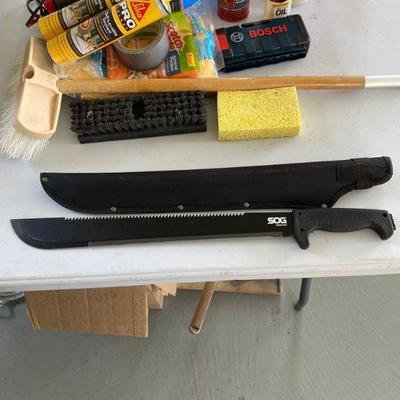 Lot # 569 Lot of Tools, Car Battery Charger, SOG Machete