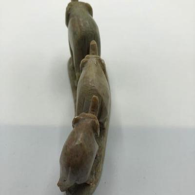 Carved Soapstone Elephant Trio