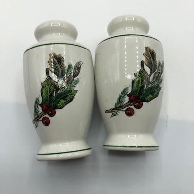 Winter Holiday Holly & Pine Salt and Pepper Shaker Set