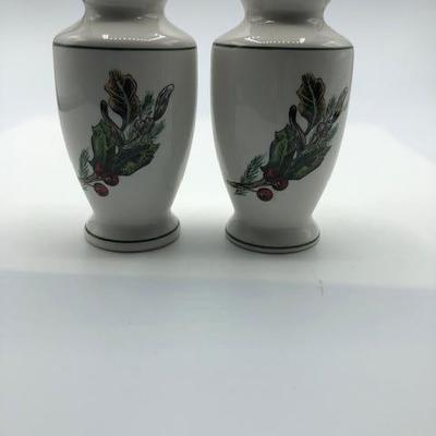 Winter Holiday Holly & Pine Salt and Pepper Shaker Set
