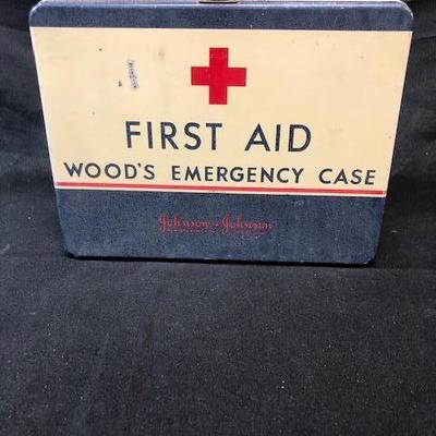 Vintage Johnson & Johnson Wood's Emergency Case First Aid Kit