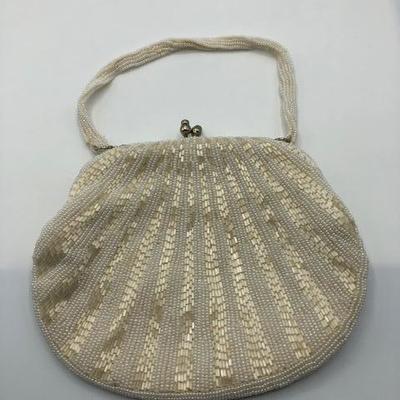 Vintage Scallop Shell Shaped Beaded Handbag Purse Clutch by The Broadway