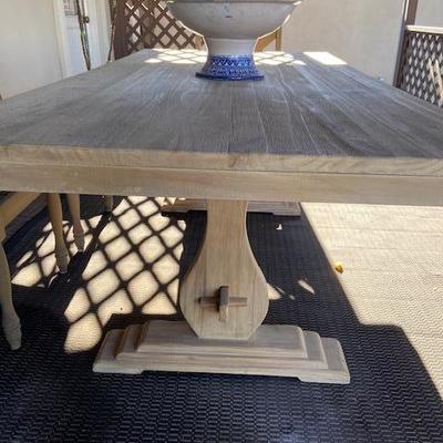 WOODEN DINING TABLE FOR INDOORS OR OUTDOORS (under cover)