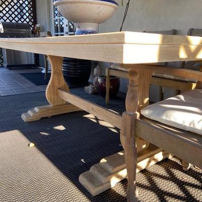 WOODEN DINING TABLE FOR INDOORS OR OUTDOORS (under cover)