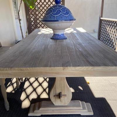 WOODEN DINING TABLE FOR INDOORS OR OUTDOORS (under cover)