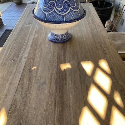 WOODEN DINING TABLE FOR INDOORS OR OUTDOORS (under cover)