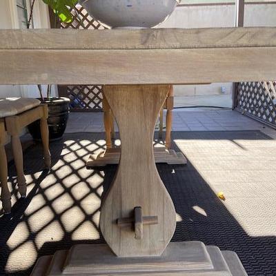 WOODEN DINING TABLE FOR INDOORS OR OUTDOORS (under cover)