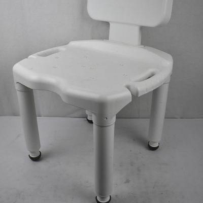 Shower Safety Chair, White, with Side handles & non-slip feet