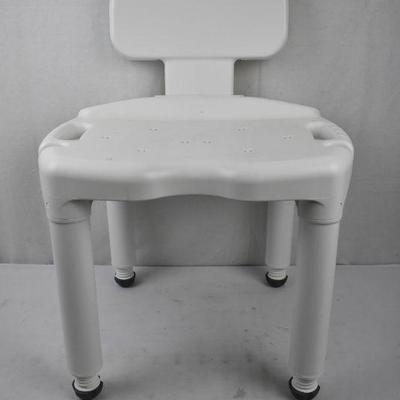 Shower Safety Chair, White, with Side handles & non-slip feet