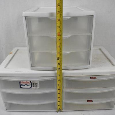 Set of 3 Small Three Drawer Organizers, Approximately 11