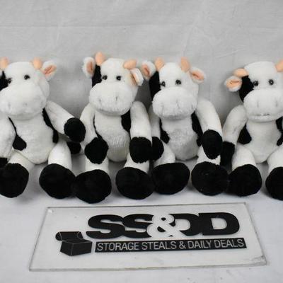 4 Stuffed Animal Cows, Moveable Legs