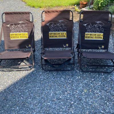 Lot # 580 Set of 3 New Orleans Jazz Heritage Festival Folding chairs 
