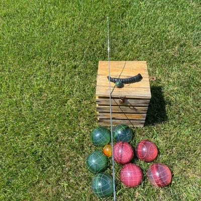 Lot # 581 Corn Hole Set, Bocce, Yard Dice and Beach Toys 