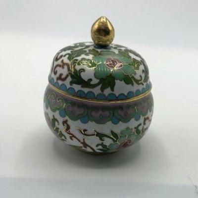 Small Cloisonne Lidded Jar Trinket Box