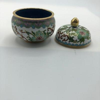 Small Cloisonne Lidded Jar Trinket Box