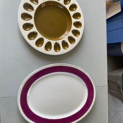 Lot # 584 Lot of Serving Platters and Copper Chafing Dish 
