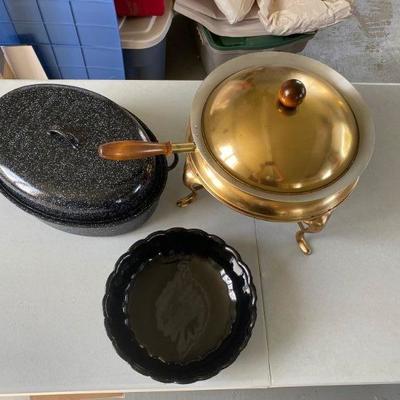 Lot # 584 Lot of Serving Platters and Copper Chafing Dish 