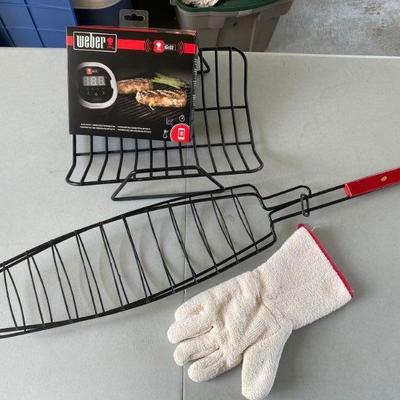 Lot # 587 Weber Grill Accessories and Cooking Stone with Peel 