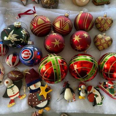 Lot # 602 Lot of Christmas Ornaments with storage container 
